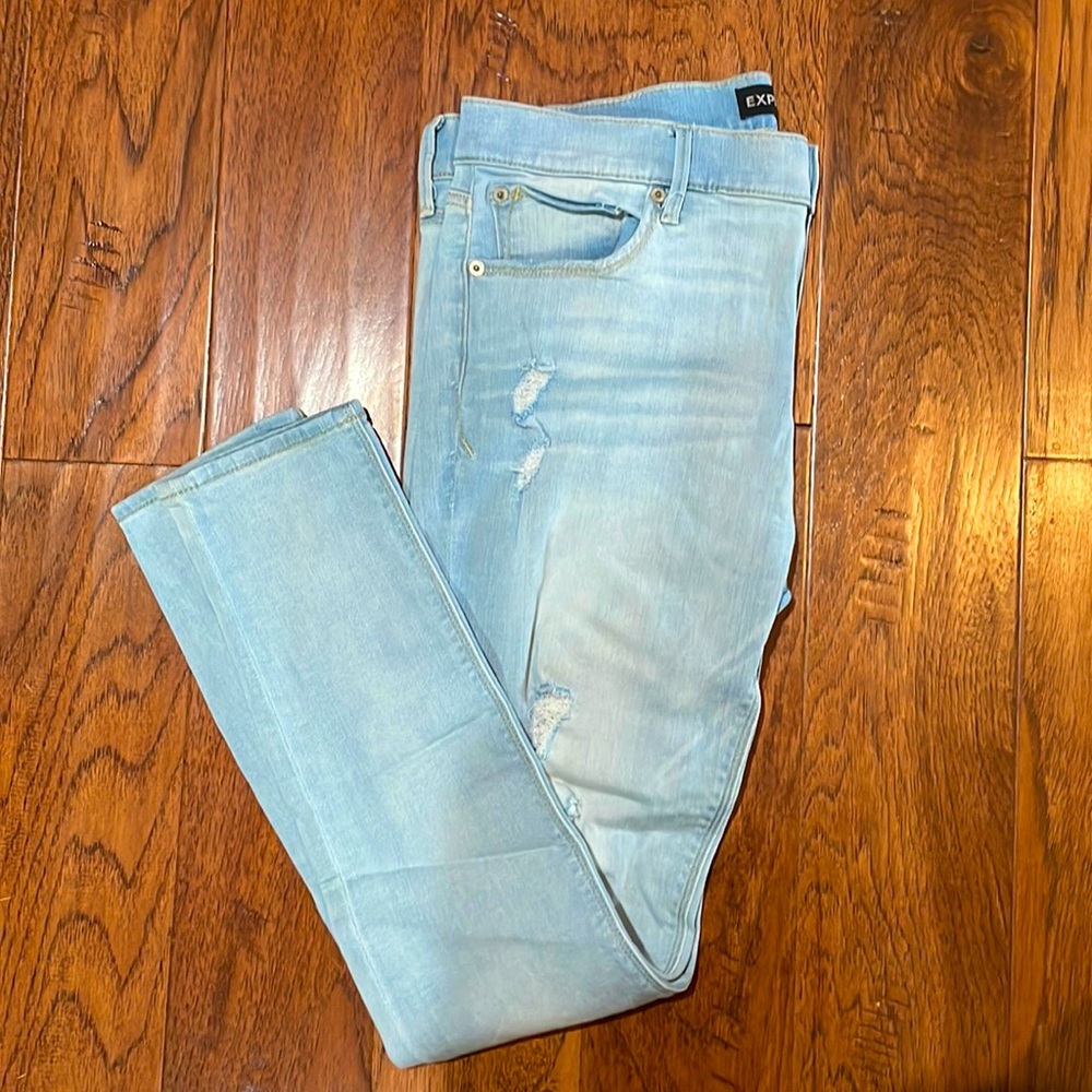 Express Mid Rise distressed legging fit jeans